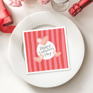 Serviette En Papier Rayures colorées audacieuses et Saint-Valentin cœu