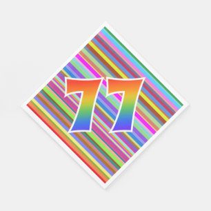 Serviette En Papier Rayures colorées + Motif arc-en-ciel "77" N° d'évé