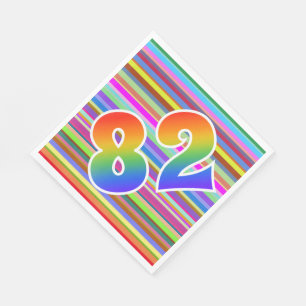 Serviette En Papier Rayures colorées + Motif arc-en-ciel "82" N° d'évé