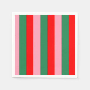 Serviette En Papier Rayures de Noël contemporaines 
