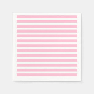 Serviette En Papier Rayures doucement roses et blanches