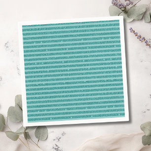 Serviette En Papier Rayures Horizontales de Style Pailleté Vert Cyan