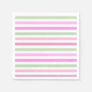 Serviette En Papier Rayures, rose, vert