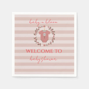 Serviette En Papier Rayures roses bébé en fleurs