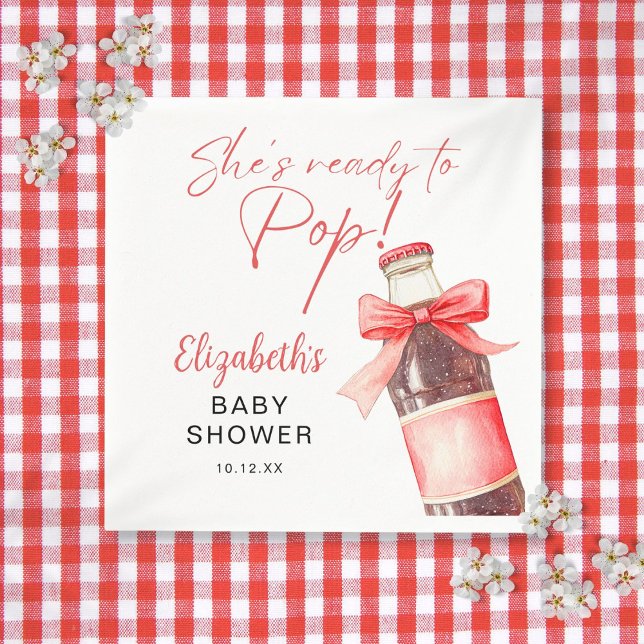 Serviette En Papier Ready To Pop Red Bow Soda Bottle Baby Shower (Ready To Pop Red Bow Soda Bottle Baby Shower Napkins)