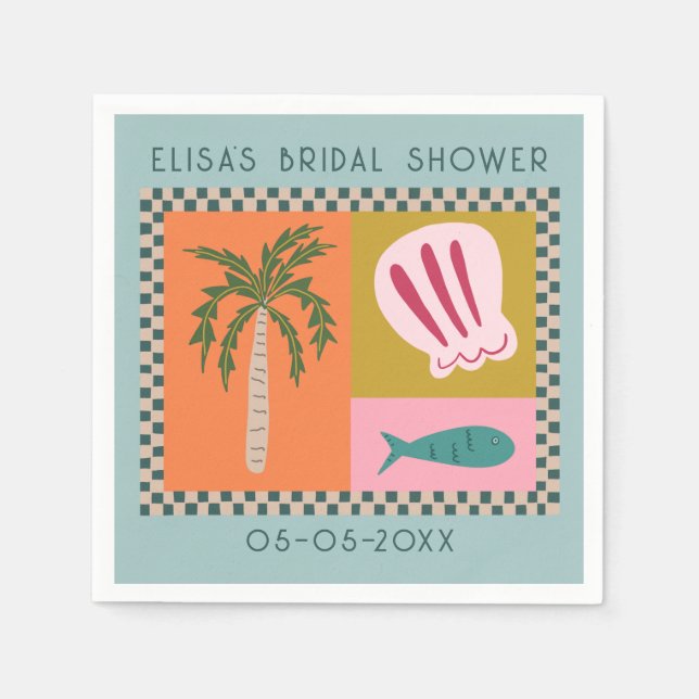 Serviette En Papier Réception au bord de la mer Fête de mariage Modern (Devant)