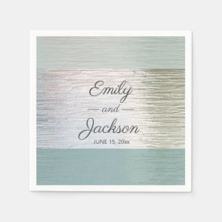 Serviette En Papier Réception de mariage en verre de mer bleu turquois