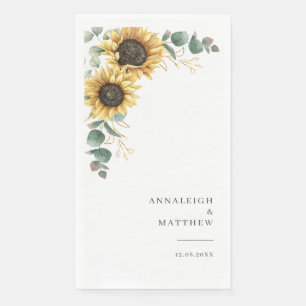 Serviette En Papier Réception de mariage floral Eucalyptus Tournesol