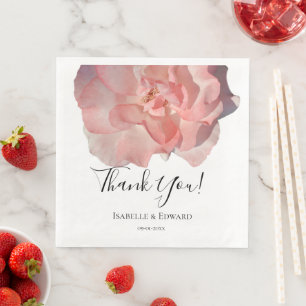 Serviette En Papier Réception de mariage floral rose corail élégant