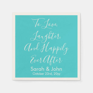Serviette En Papier Réception Turquoise Personnalisée De Mariage De Sc