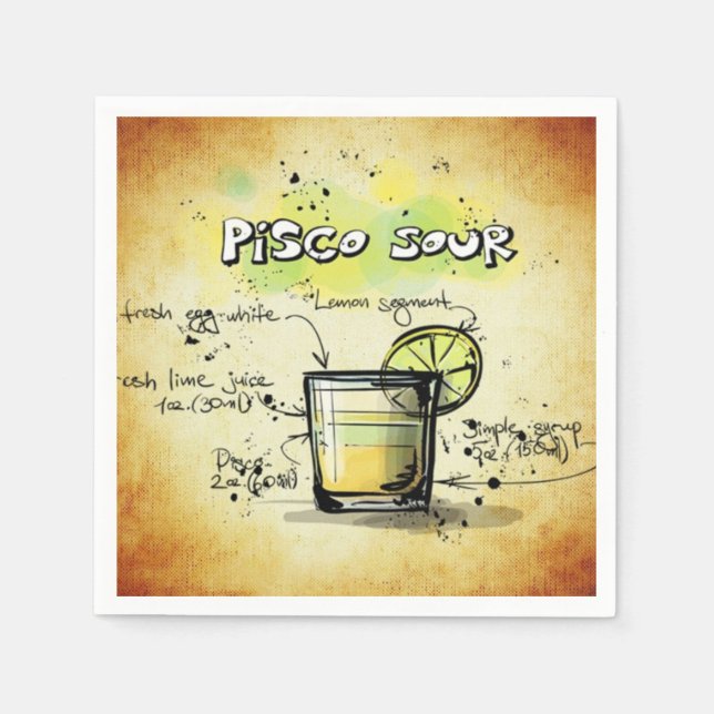 Serviette En Papier Recette aigre de boissons de Pisco (Devant)