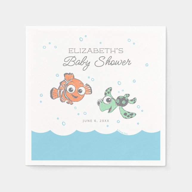 Serviette En Papier Recherche de Baby shower Nemo & Squirt (Devant)