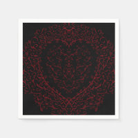 Red and Black Heart Gothic Wedding Napkins