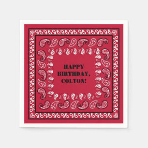 Serviette En Papier Red and Black Western Bandana Imprimer Anniversair