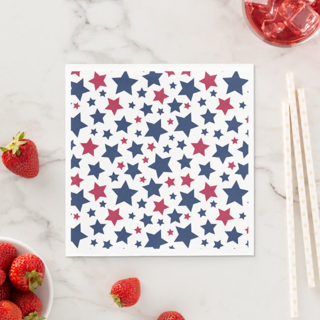 Serviette En Papier Red and Blue Stars - motif de drapeau américain (En situation)