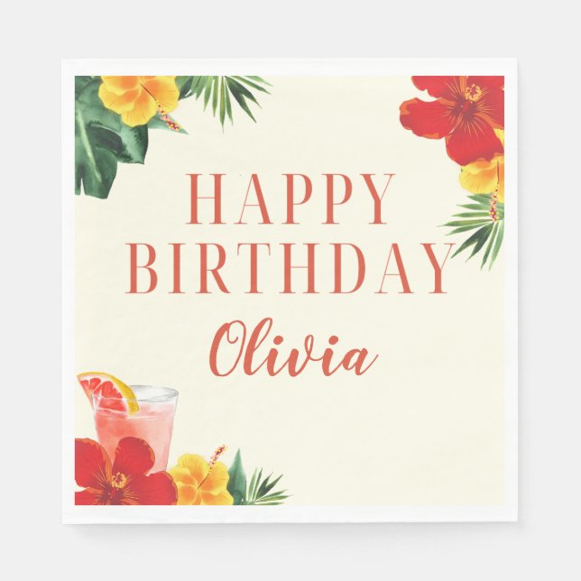 Serviette En Papier Red and Yellow Cocktail Birthday Party (Devant)