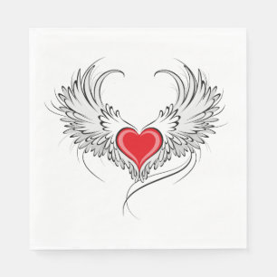 Serviette En Papier Red Angel Coeur avec ailes