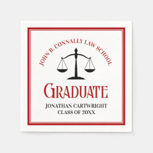 Serviette En Papier Red Black Law School Custom Graduation Party