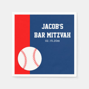 Serviette En Papier Red Blue Baseball Bar Mitzvah Personnalisé