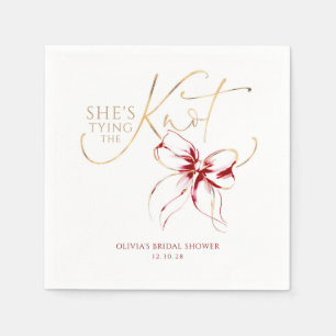 Serviette En Papier Red Bow Elle Attache le Nœud Soirée de Mariage