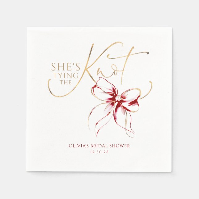 Serviette En Papier Red Bow Elle se marie Shower de Fiançailles (Devant)