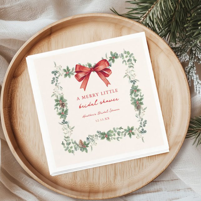 Serviette En Papier Red Bow Merry Little Christmas Bridal Shower (Créateur téléchargé)