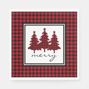 Serviette En Papier Red Buffalo Check Pine Trees