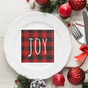 Serviette En Papier Red Buffalo Plaid & Joy   Joyeux Noël