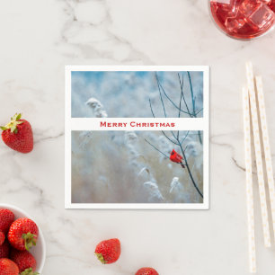 Serviette En Papier Red Cardinal dans Winter Nature Photo de Christmas