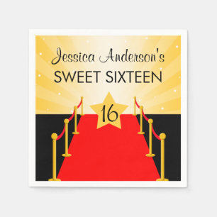 Serviette En Papier Red Carpet Hollywood Sweet 16 Anniversaire