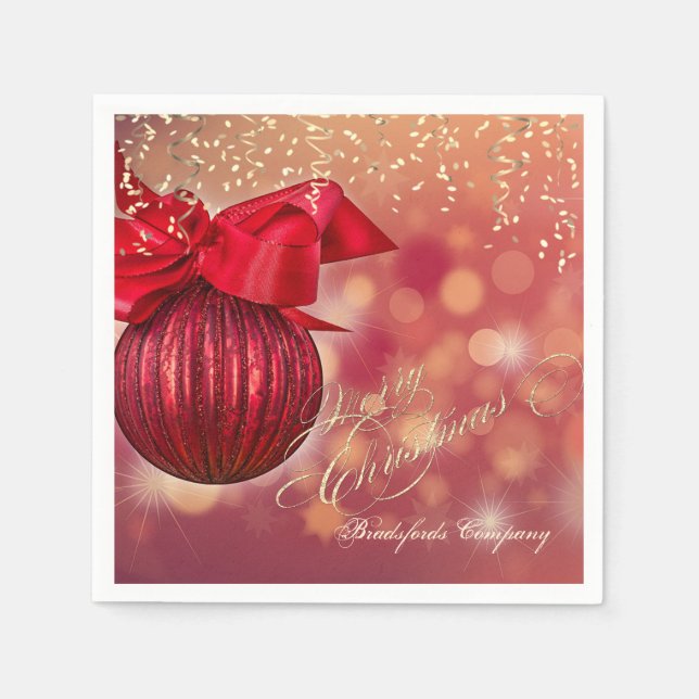 Serviette En Papier Red Christmas Balls Bokeh Company (Devant)