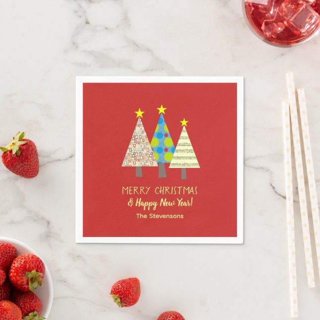 Serviette En Papier Red Christmas Tree Personalized (En situation)