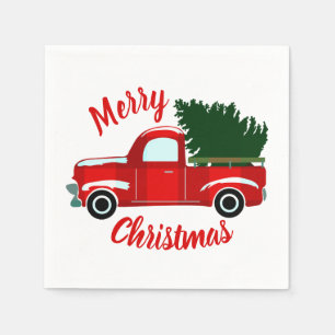 Serviette En Papier Red Christmas Truck Russe Noël Fête de Noël