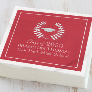 Serviette En Papier Red Custom Graduation Party Classic