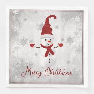 Serviette En Papier Red Cute Snowman Papier de vacances Napkin