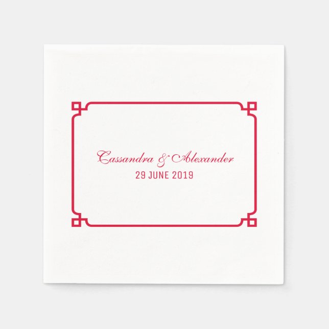 Serviette En Papier Red Deco Chic Mariage (Devant)