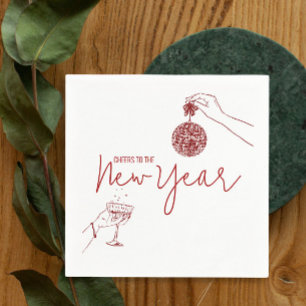 Serviette En Papier Red Doodle fête du nouvel an