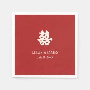 Serviette En Papier Red Double Bonheur chinois calligraphie asiatique 