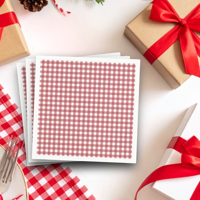 Serviette En Papier Red En vichy Pays Fête des mariées de Noël (Créateur téléchargé)