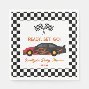Serviette En Papier Red Flame Race Car Ready Set Go Baby shower