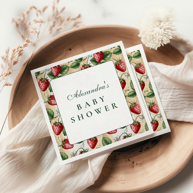 Serviette En Papier Red Gingham Berry Baby Shower (Créateur téléchargé)