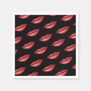 Serviette En Papier Red Glossy Lips Kiss Beauty Maquillage Anniversair