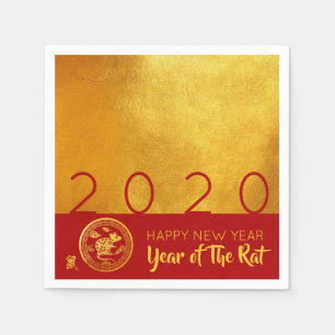 Serviette En Papier Red Gold Chinese Rat papier coupé 2020 Party PN