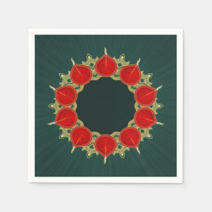 Serviette En Papier Red & Gold Diyas Mandala Diwali en Turquoise