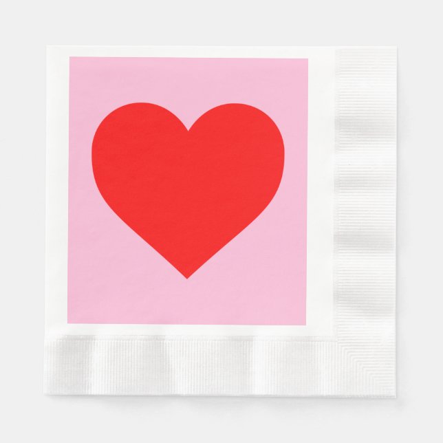 Serviette En Papier Red Heart Beat Pastel Rose (Devant)