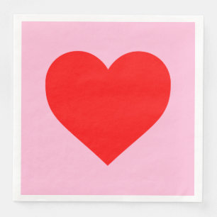 Serviette En Papier Red Heart Beat Pastel Rose