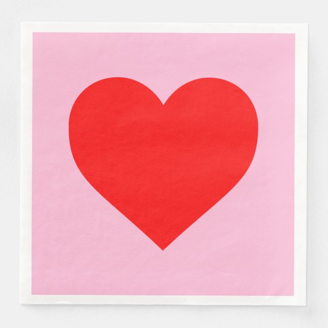 Serviette En Papier Red Heart Beat Pastel Rose (Devant)