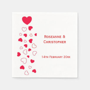 Serviette En Papier Red Hearts Design Valentines Day Mariage