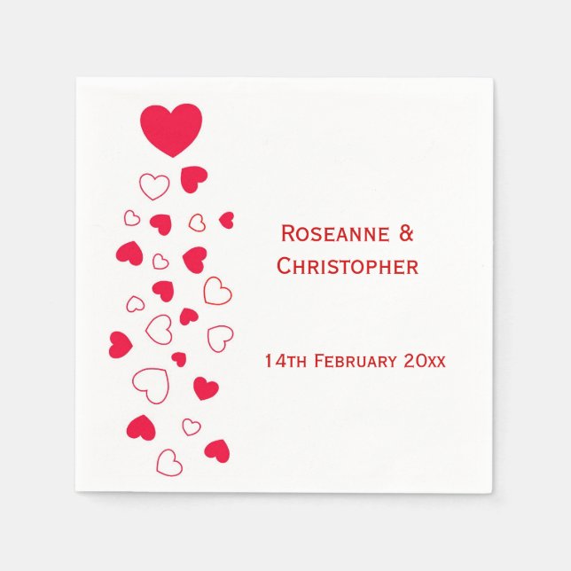 Serviette En Papier Red Hearts Design Valentines Day Mariage (Devant)