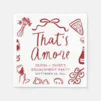 Red Italian That's Amore Pizza Engagement Party